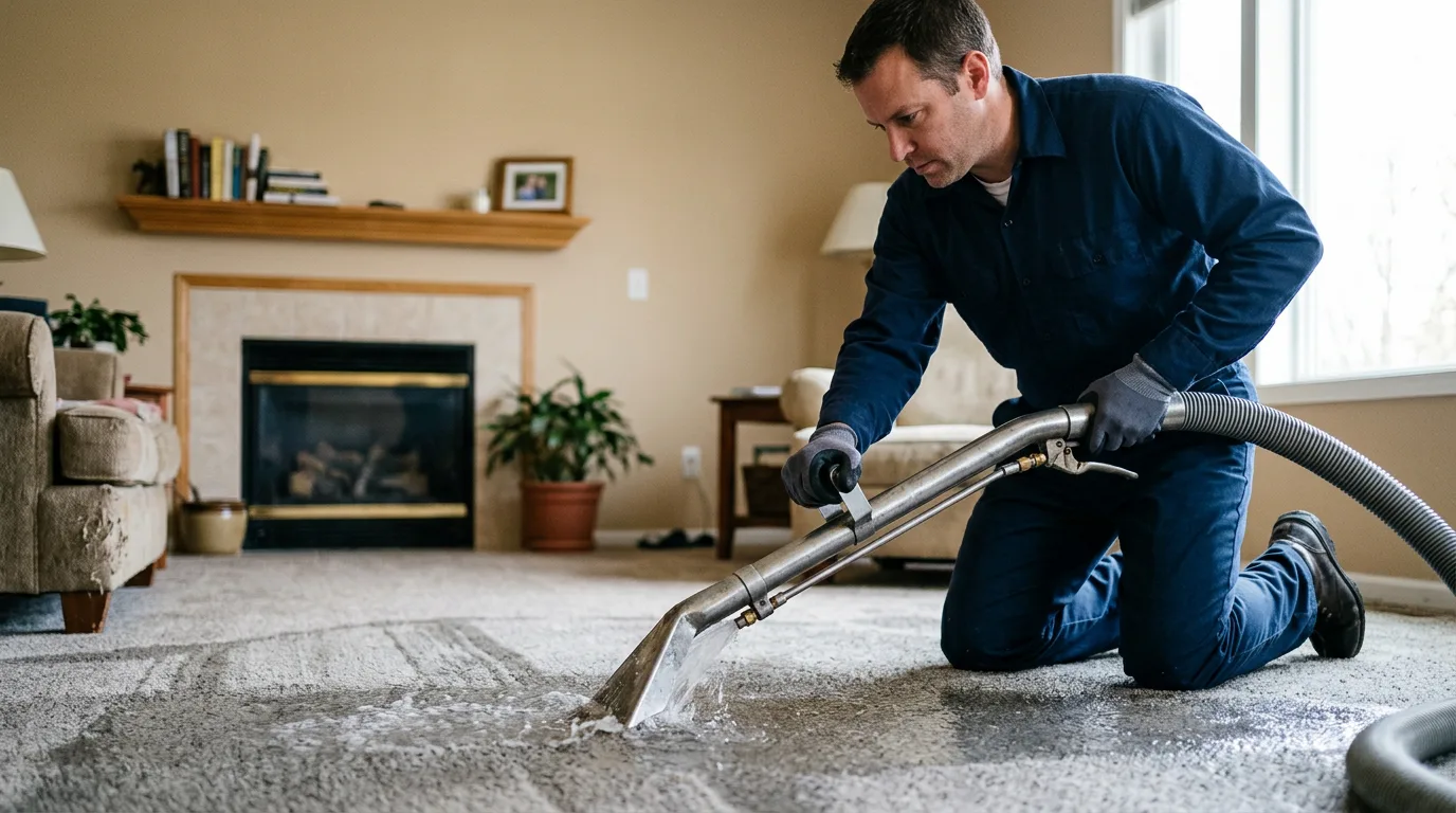 Water damage restoration technician working near Oneonta, NY